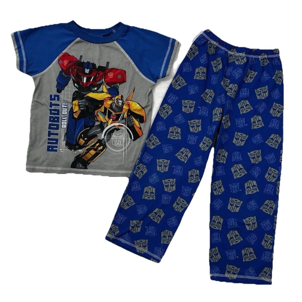 Transformers Pajama Set Boys Kids Size 7 Blue Bumblebee Optimus Prime Autobots
